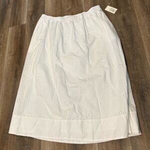 Andis White Eyelet Midi Skirt